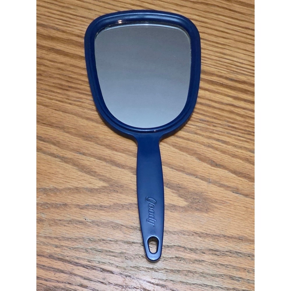 Goody Hand Held Mirror With Handle Blue Plastic Made In USA Vintage